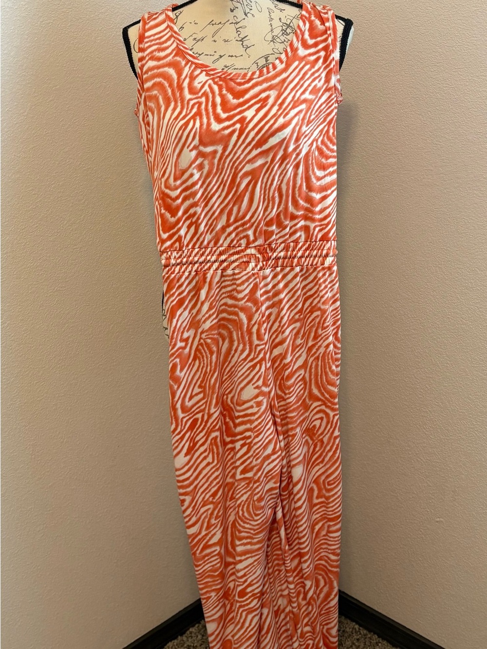 Calvin Klein Peach Swirl Sleeveless Wide-Leg Jumpsuit - Picture 3 of 3